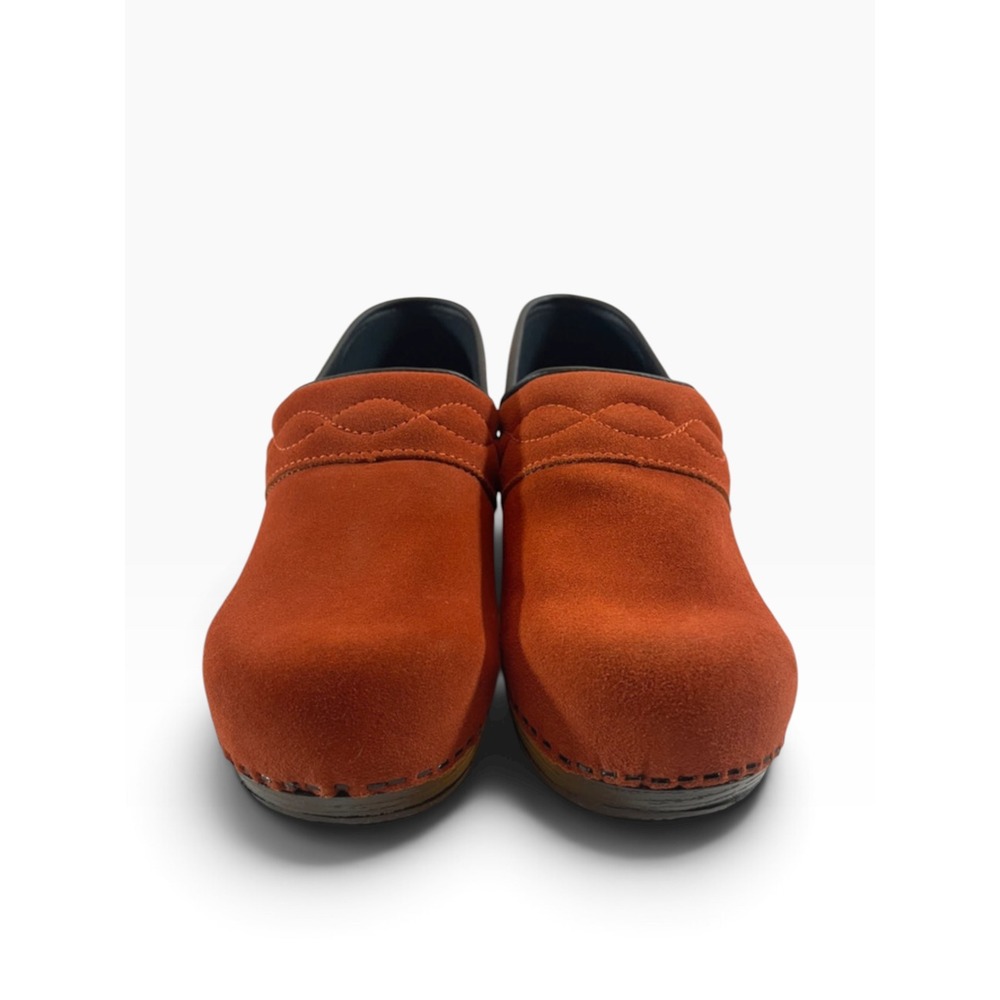 Lands End Womens Burnt Orange Suede Clogs Boho Granola Cottage 7B 406614 - Picture 7 of 8